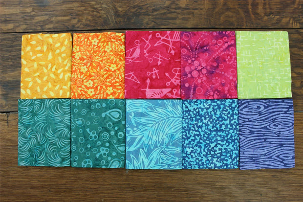 Fat Quarter - 10 Pieces of 19" x 20" Cotton Batik