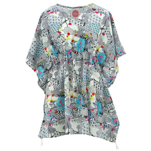 Caftan de plage cache-maillot - bleu utopie