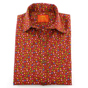 Tailored Fit Short Sleeve Shirt - Maroon Multi-coloured Ovals