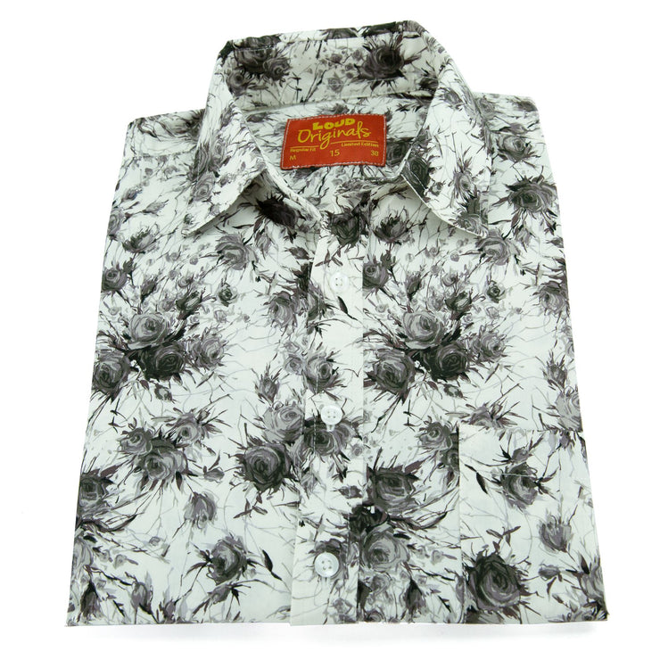 Regular Fit Short Sleeve Shirt - Charcoal Roses