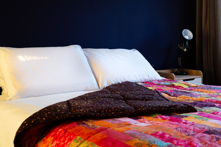 Handmade Quilted Patchwork Batik Printed Bedspread - Rose