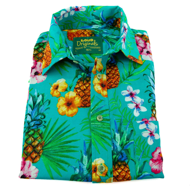 Regular Fit Long Sleeve Shirt - Totally Tropical - Turquoise