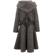 Wool Blend Woven Coat with an Oversized Collar Hood - Brown