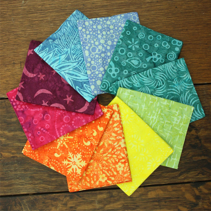 Fat Quarter - 10 Pieces of 19" x 20" Cotton Batik