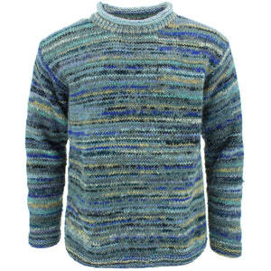 Grob gestrickter Space-Dye-Pullover aus Wolle – Schieferblau