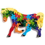 Handmade Wooden Jigsaw Puzzle - Alphabet Horse