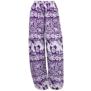 Loose Ali Baba Harem Elephant Trousers Pants - Purple