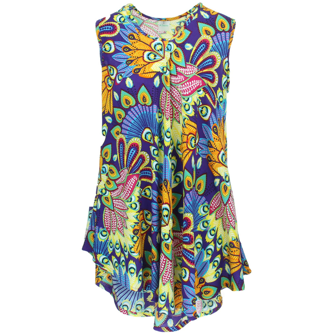 Tropical Hawaiian Swing Dress - Purple