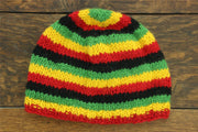 Wool Knit Beanie Hat - Stripe Rasta