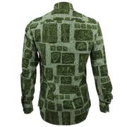 Tailored Fit Long Sleeve Shirt - Green Abstract