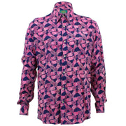 Tailored Fit Long Sleeve Shirt - Pink Pineapples on Purple
