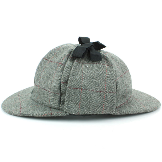 Wool Herringbone Deerstalker Sherlock Holmes Hat - Light Grey