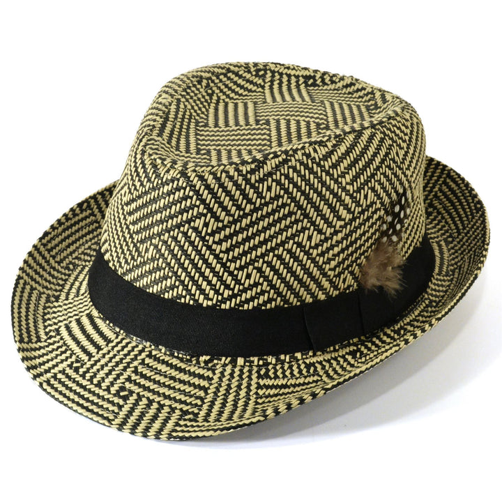 Straw Trilby Hat With Feather