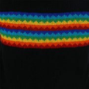 Wool Knit Hooded Cardigan Jacket - Black Rainbow Zig Zag