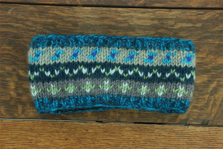 Hand Knitted Wool Headband  - 17 Blue