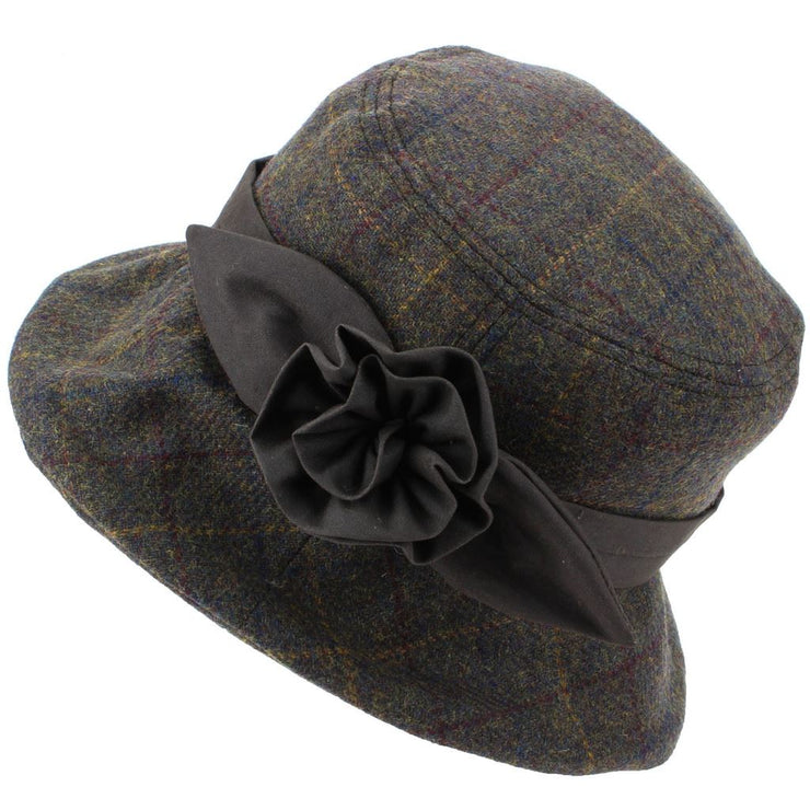 Ladies Wool Tweed Cloche Hat - Brown