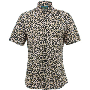 Slim fit kortærmet skjorte - leopard