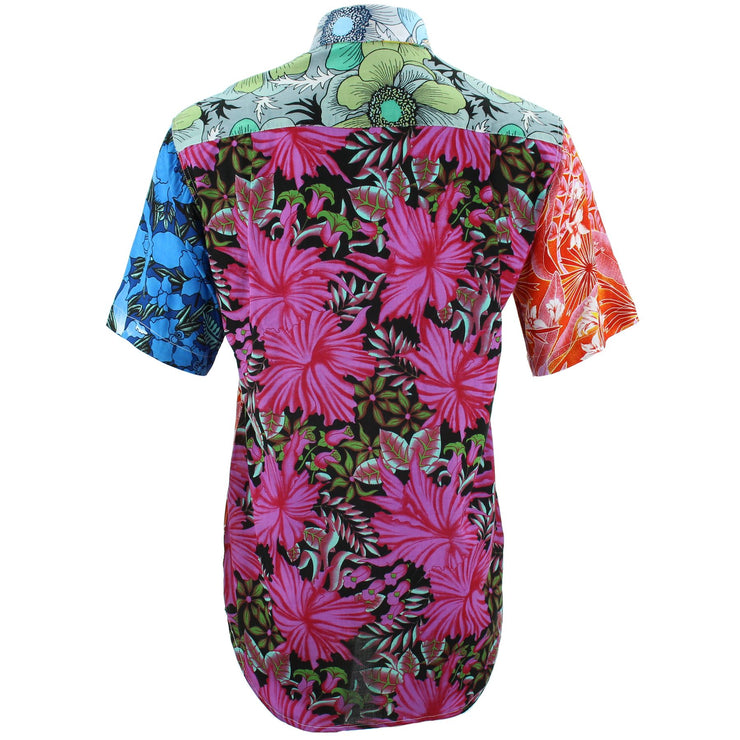Regular Fit Short Sleeve Shirt - Random Mixed Panel - Neon Floral