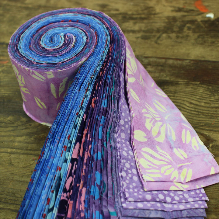 Cotton Batik Pre Cut Fabric Bundles - Jelly Roll  - Tinted with Magic