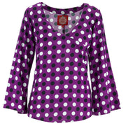 Wrap Top with Flared Sleeve - Spotted Dot
