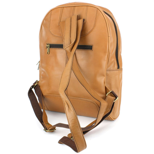 Real Leather Backpack Rucksack Bag - Tan