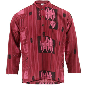 Schweres Naga-Opa-Kurta-Hemd aus Baumwolle – rot