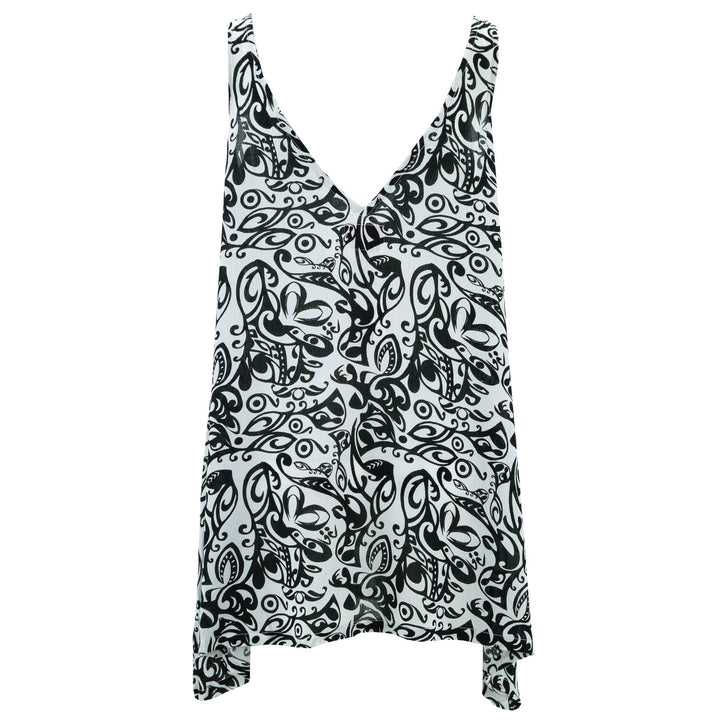Floaty Asymmetrical Summer Dress - White Trellis