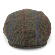 Tweed Flat Cap with Quilted Lining - Brown