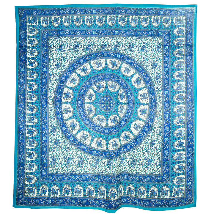 Block Printed Mandala Wall Hanging - Azure Blue