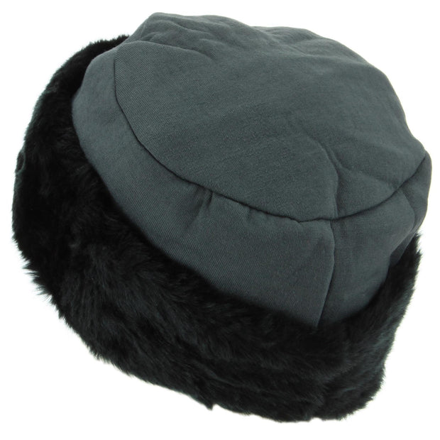 Ladies Jersey Hat with Faux Fur Cuff - Grey