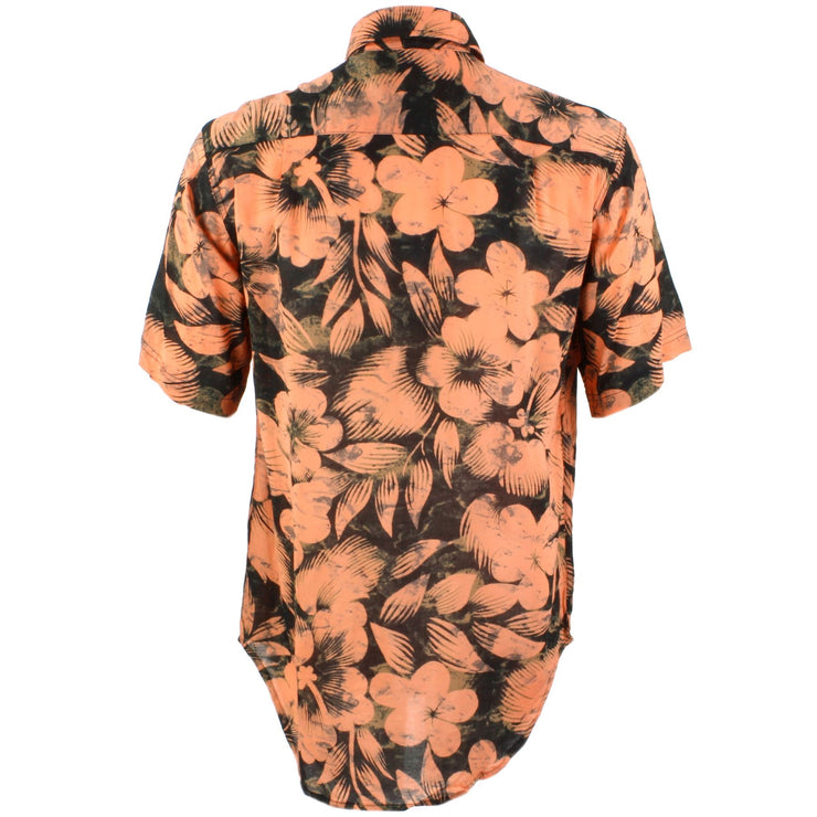 Regular Fit Short Sleeve Shirt - Orange & Black Floral