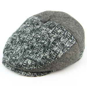Chunky knit herringbone structured flat cap - Grey