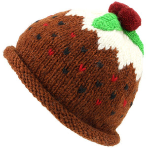 Bonnet de pudding de Noël en tricot de laine