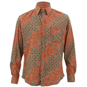 Tailored Fit Long Sleeve Shirt - Diagonal Orange Swirls
