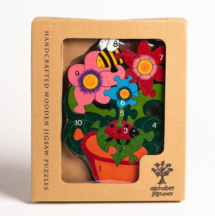 Handmade Wooden Jigsaw Puzzle - Number Flowerpot