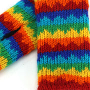 Wool Knit Arm Warmer - Rainbow Zig Zag