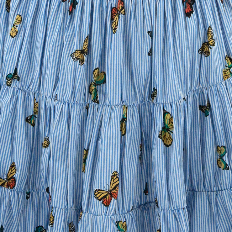 Tier Drop Summer Dress - Blue Butterfly