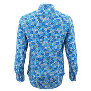 Tailored Fit Long Sleeve Shirt - Blue & White Floral Print
