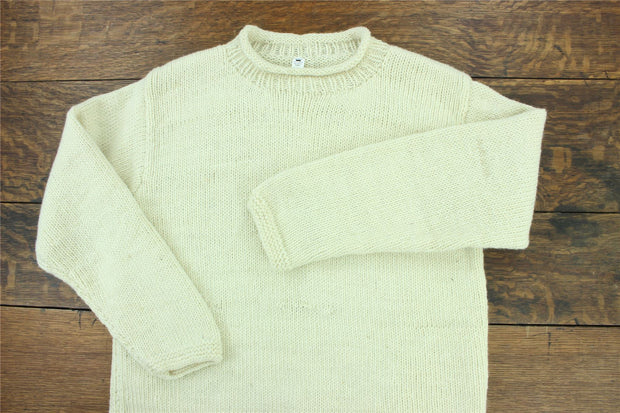 Hand Knitted Wool Jumper - Plain Cream