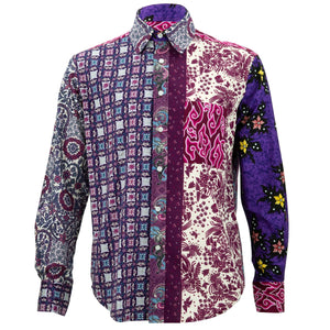 Chemise à manches longues coupe régulière - batik à panneaux mixtes aléatoires