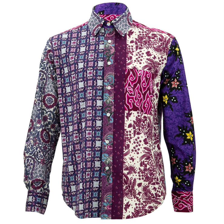 Regular Fit Long Sleeve Shirt - Random Mixed Panel Batik