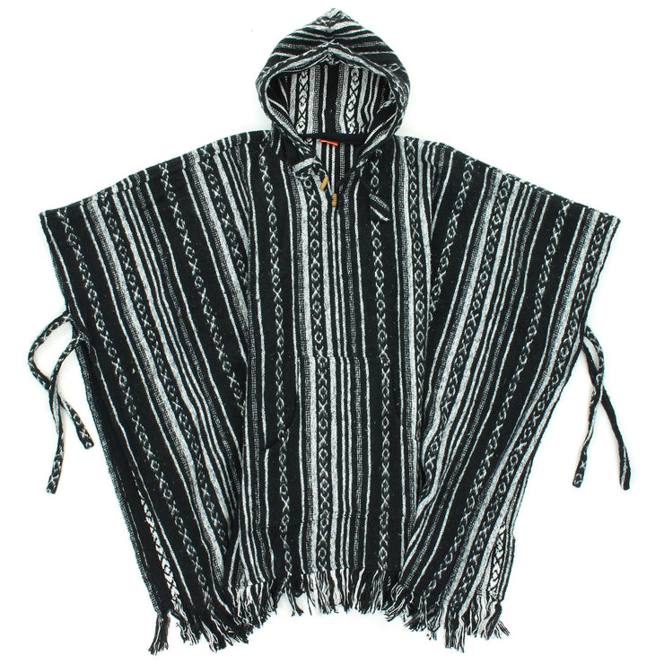 Brushed Cotton Hooded Poncho - Black Diamond