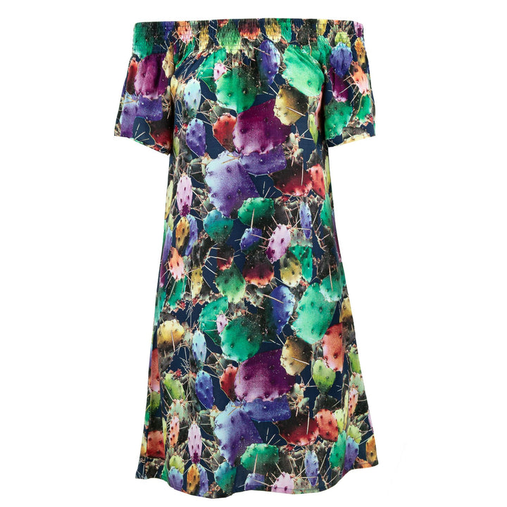Shirred Comfy Dress - Cactus Party