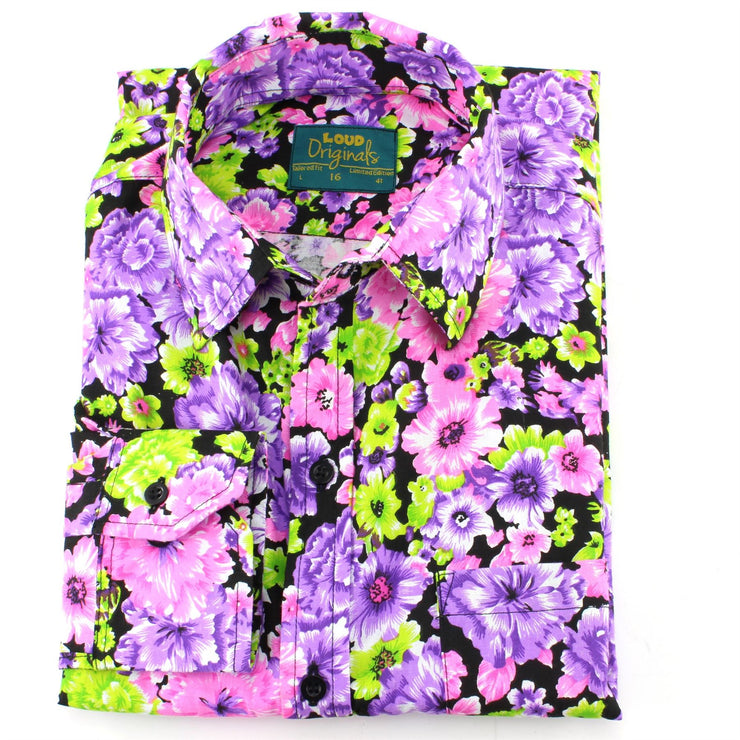 Tailored Fit Long Sleeve Shirt - Purple & Green Floral