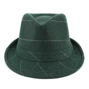 Wool Herringbone Trilby Hat - Green