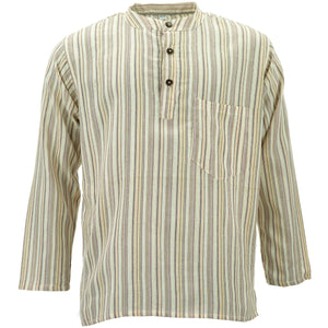 Bomuldsfarvekraveskjorte - creme stribe