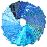 Cotton Batik Pre Cut Fabric Bundles - Fat Quarter - Blues