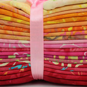 Cotton Batik Pre Cut Fabric Bundles - Fat Quarter - Red to Orange
