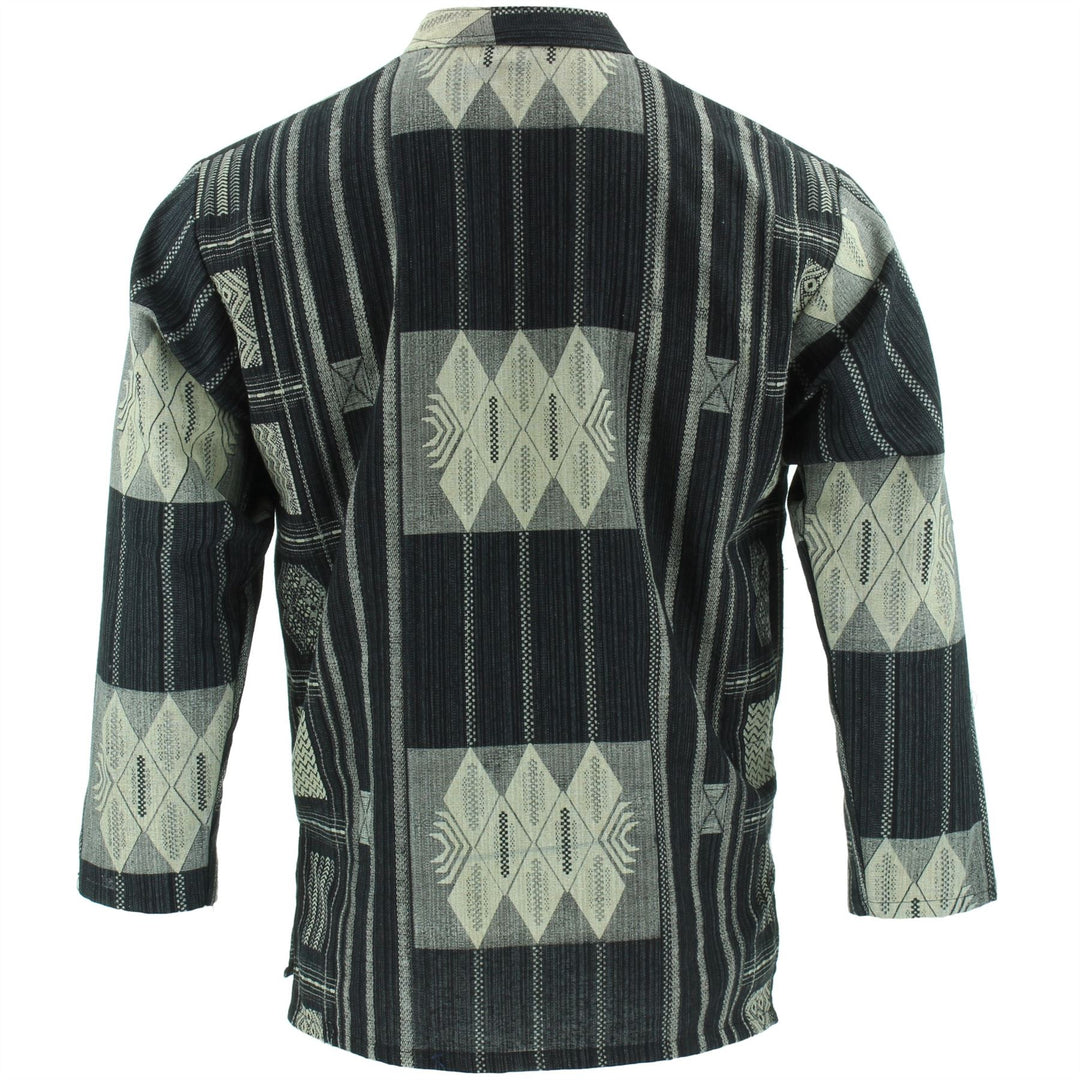 Heavy Cotton Naga Grandad Kurta Shirt - Black