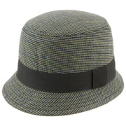 Tweed cloche hat with chunky band - Olive